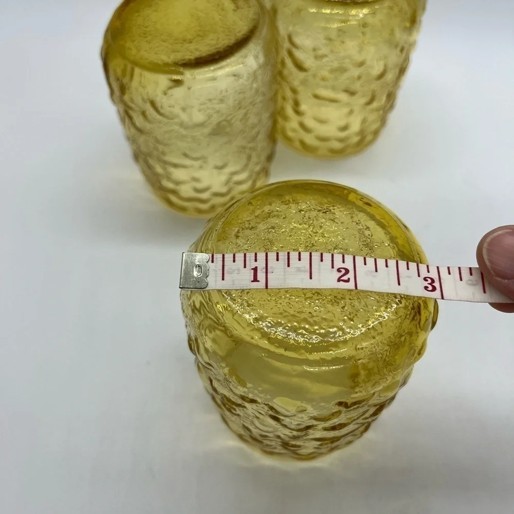 SET OF 3 VINTAGE YELLOW GOLD GLASSWARE 4” X 3” NUC